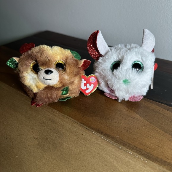 Ty Other - TY Puffies Fudge & Brie Plush Set of 2 Christmas Holiday Puffies With Tags